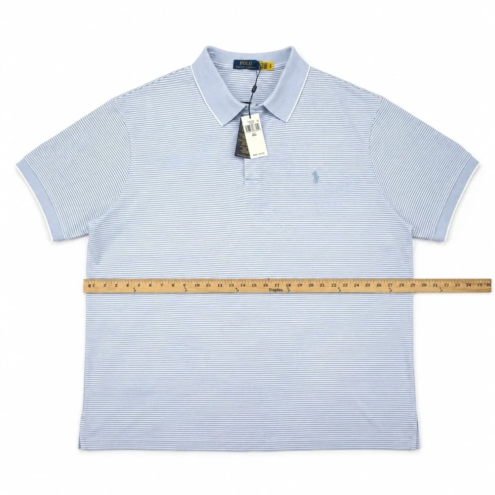 Polo Ralph Lauren Shirt Mens 4XB NWT Blue White Striped Short Sleeve Polo